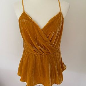 J crew velvet peplum tank in marigold size m